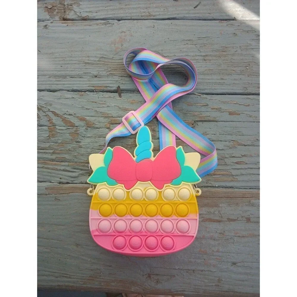 Fidget Toy Unicorn Purse Handbag Rainbow Strap Girls